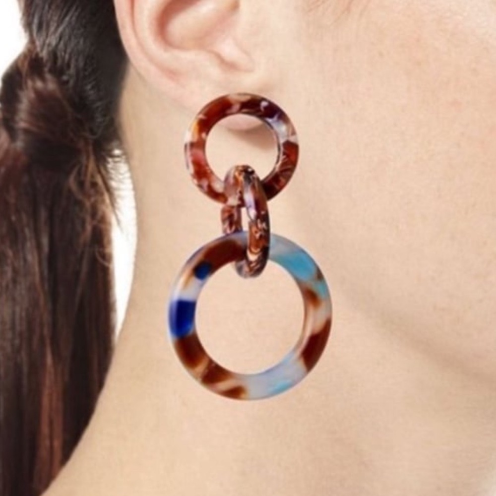 LELE sadoughi colorful multi hoops drop earrings